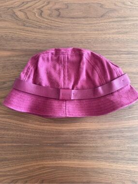 Gucci Pink Monogram Bucket Hat with Leather Band
